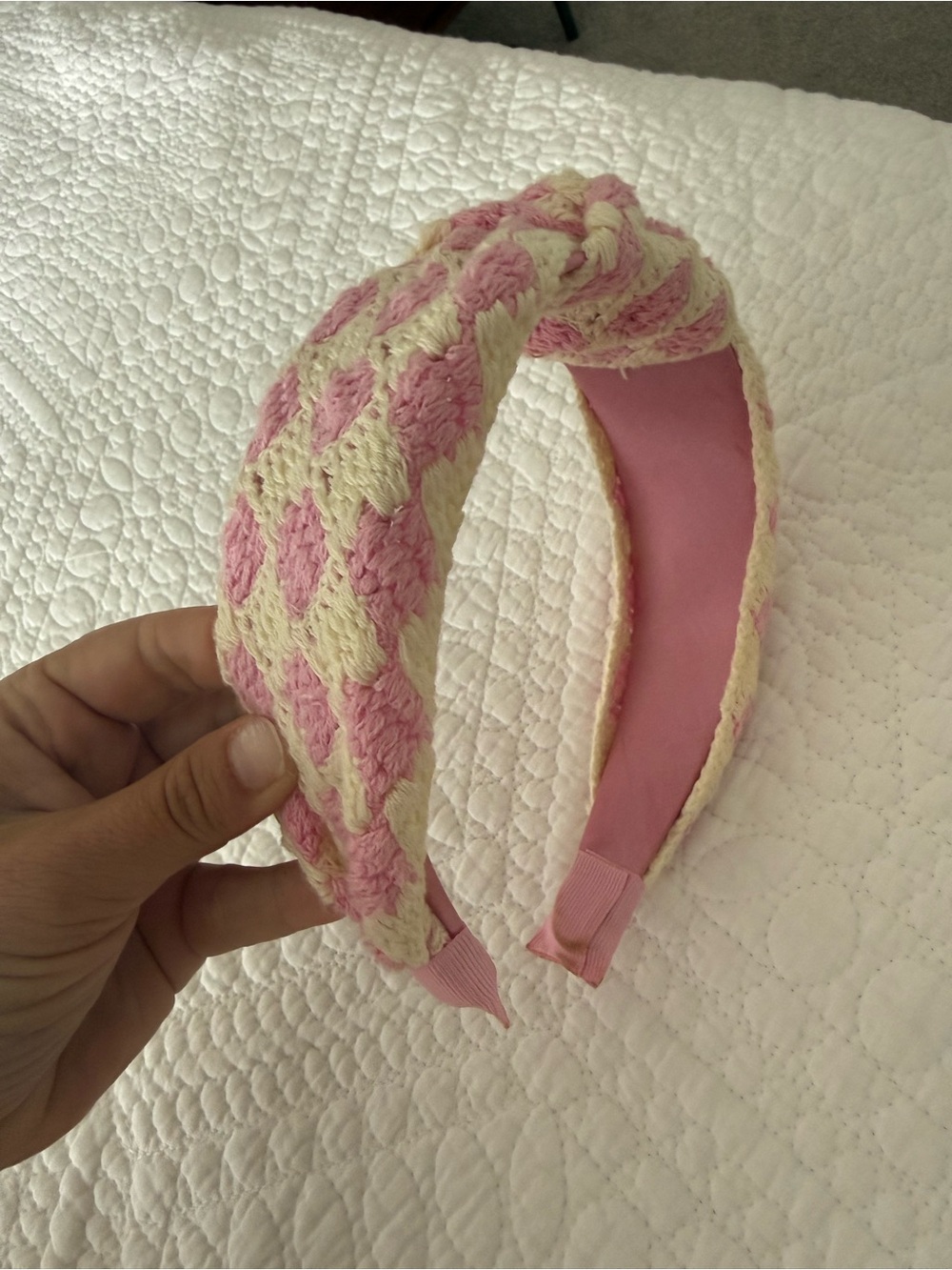 Anthropologie Pink & Cream Braided Padded Headband